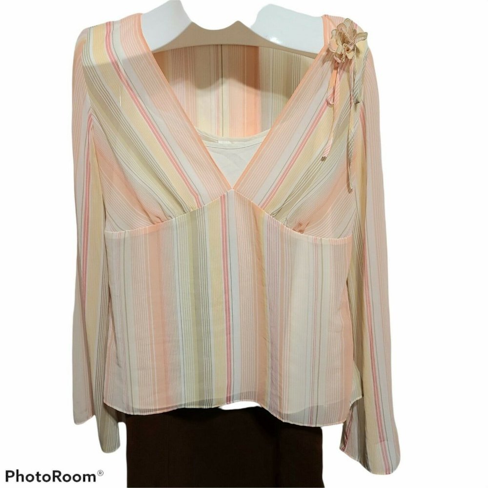 Ann Taylor Loft Sz 14 Blouse Top Chiffon Peach